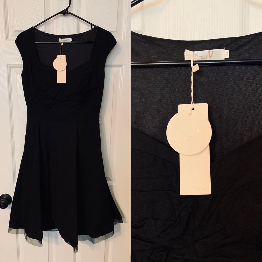Black pin up Midi Fit-and-Flare Dress